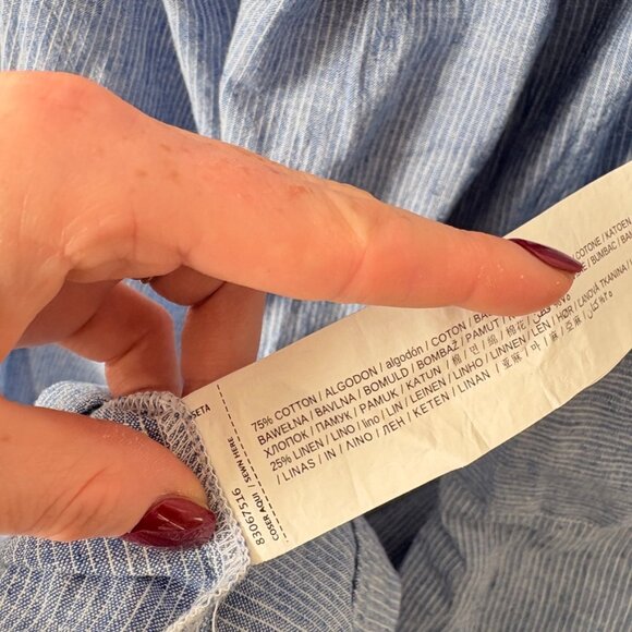 Mango Linen Cotton Halter Neck Ruffle Midi Dress Blue Size 8 - Picture 8 of 8